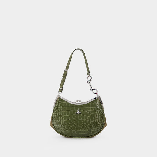 Sac Porté Épaule Charm Frame - Vivienne Westwood - Cuir - Kaki