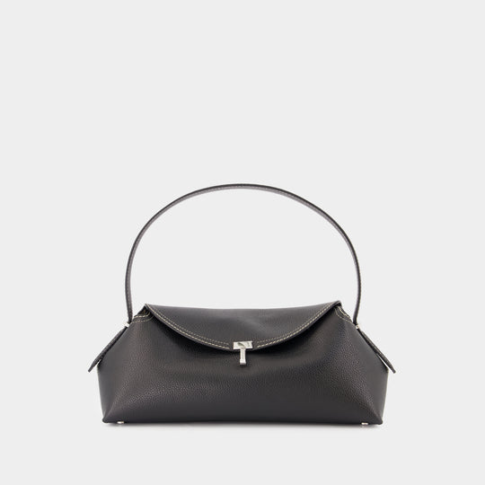 Sac Porté Épaule T-Lock - TOTEME - Cuir - Noir