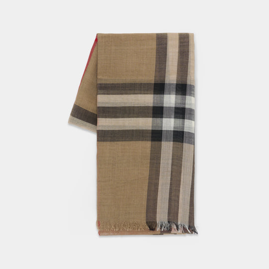 Écharpe Mu Giant Check Gauze - Burberry - Laine - Beige