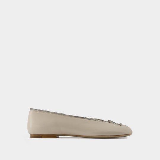 Ballerines Sadler Zip - Burberry - Cuir - Blanc