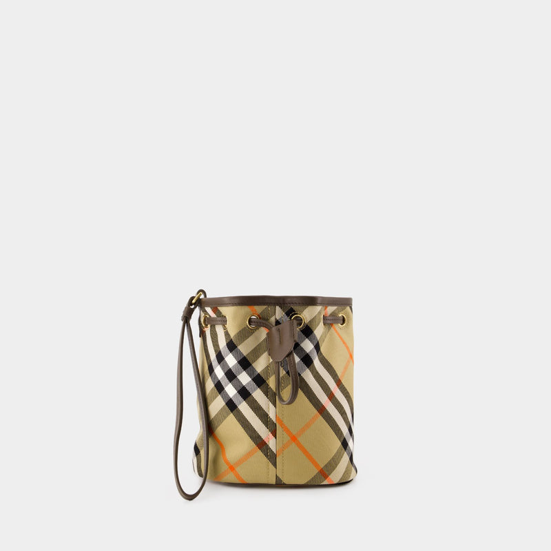 Sac Porté Épaule Drawstring Pouch Bin - Burberry - Coton - Beige