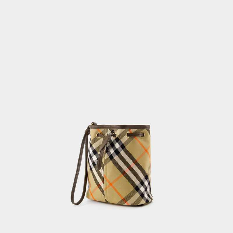 Sac Porté Épaule Drawstring Pouch Bin - Burberry - Coton - Beige