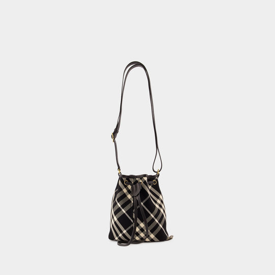 Sac Drawstring Bucket - Burberry - Coton - Noir