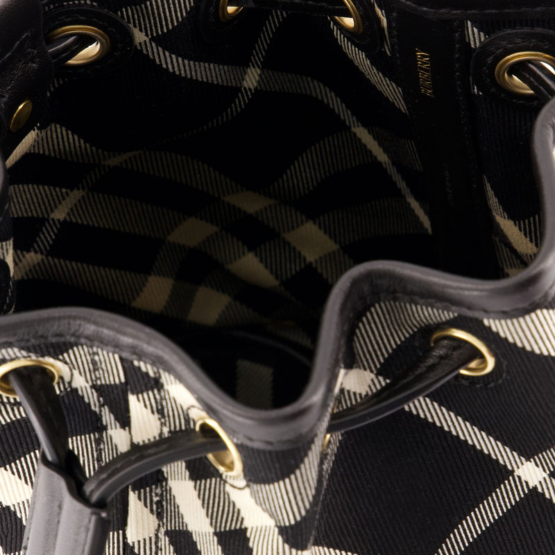 Sac Porté Épaule Drawstring Pouch Bin - Burberry - Coton - Noir