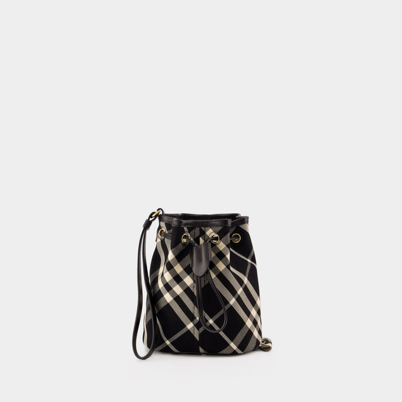 Sac Porté Épaule Drawstring Pouch Bin - Burberry - Coton - Noir