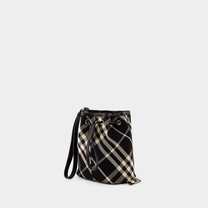 Sac Porté Épaule Drawstring Pouch Bin - Burberry - Coton - Noir