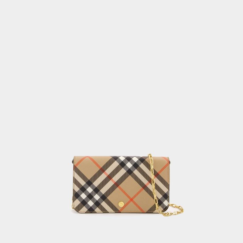 Wallet On Chain Bin - Burberry - Cuir Synthétique - Beige