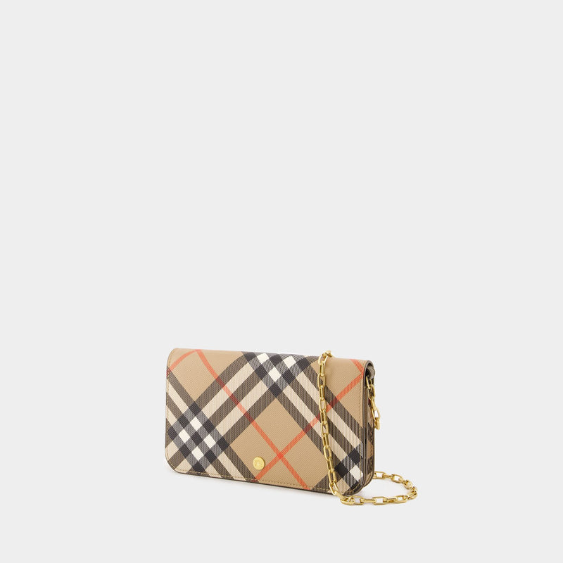 Wallet On Chain Bin - Burberry - Cuir Synthétique - Beige