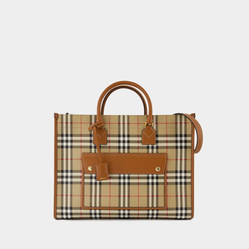 Cabas Medium Freya - Burberry - Cuir Synthétique - Marron