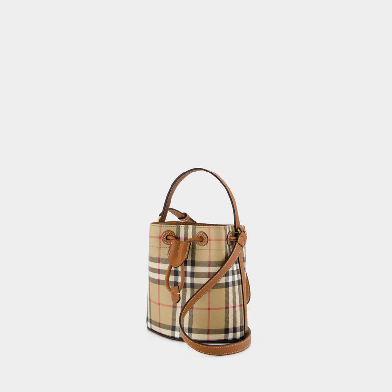 Sac À Main Mini Drawstring - Burberry - Cuir Synthétique - Marron