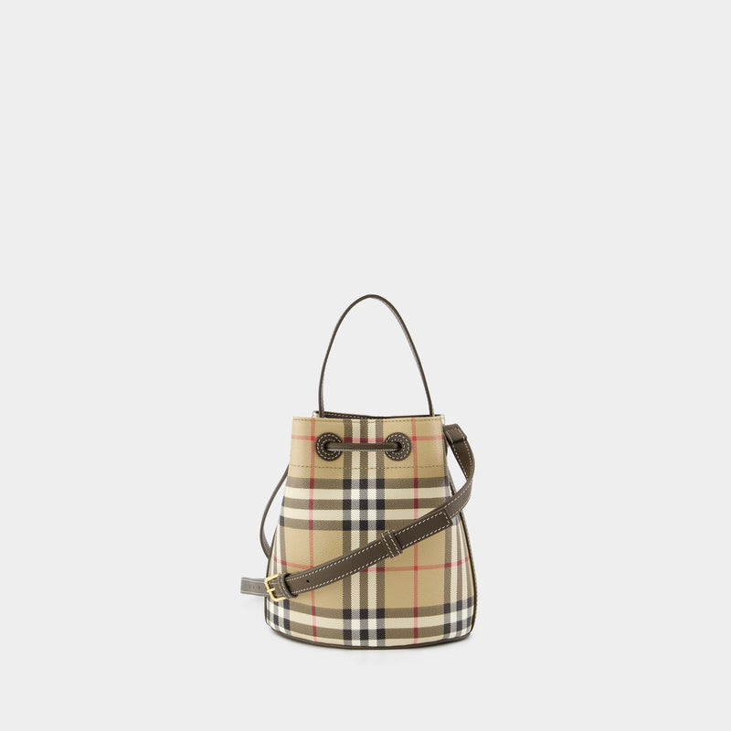 Sac Mini Drawstring Bucket - Burberry - Cuir Synthétique - Marron