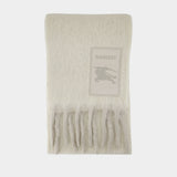 Écharpe Mu Brushed - Burberry - Laine - Blanc