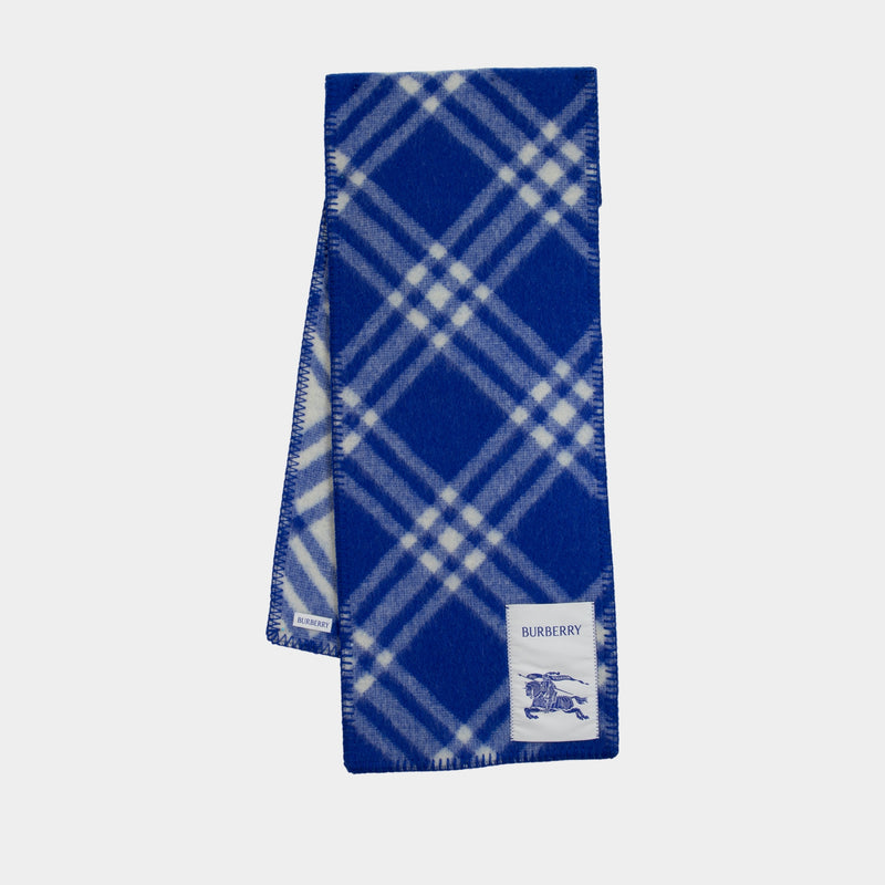 Écharpe Mu Tri Bar Check - Burberry - Laine - Bleu