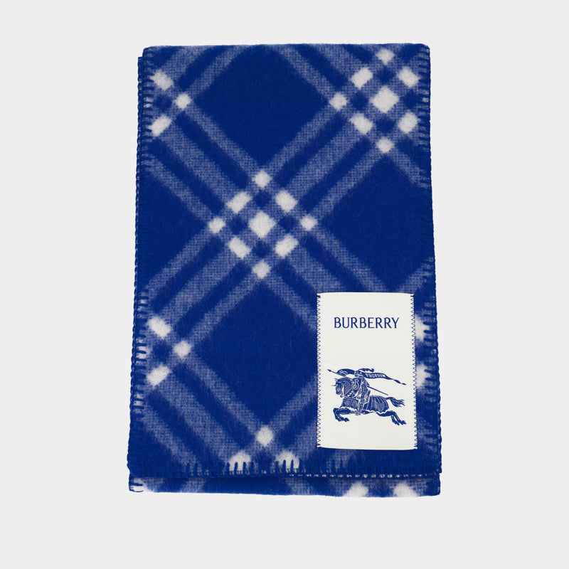 Écharpe Mu Tri Bar Check - Burberry - Laine - Bleu