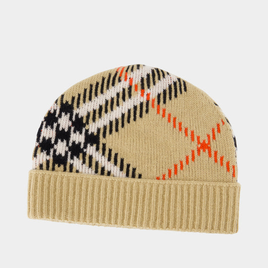Bonnet Core Check - Burberry - Cachemire - Beige