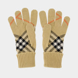 Gants Core Check - Burberry - Cachemire - Beige