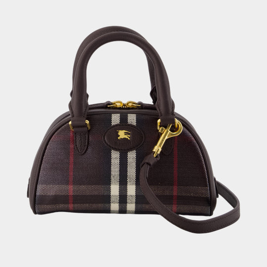 Sac À Main Highlands Mini Bowling - Burberry - Coton - Marron