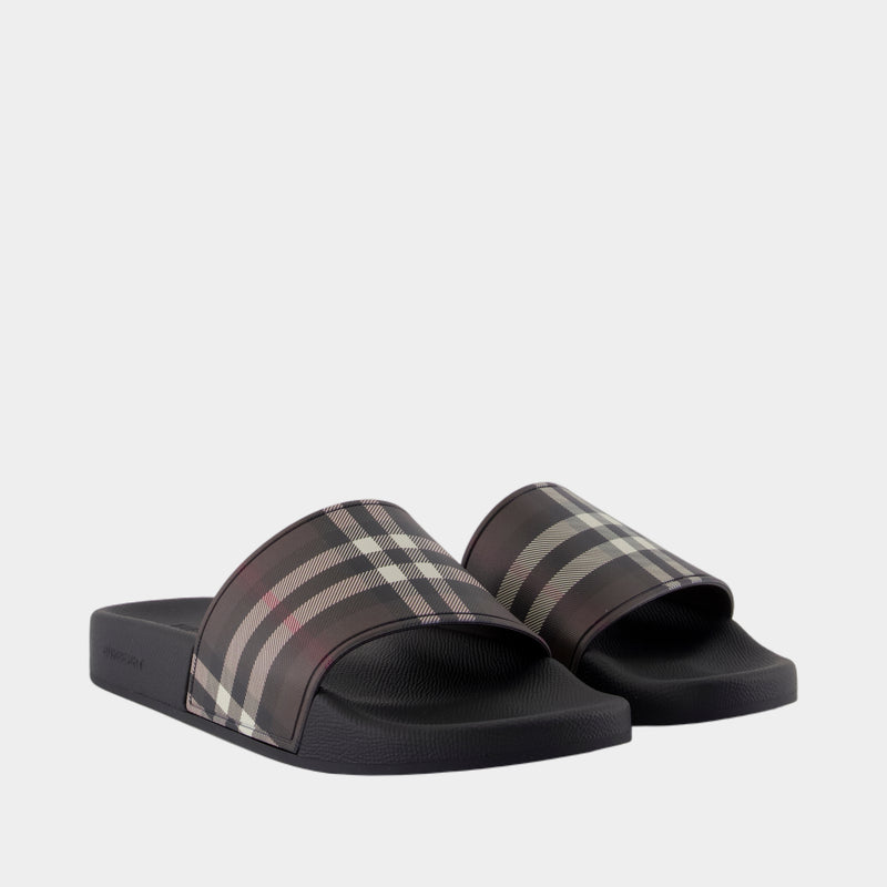Sandales Furley Large Check - Burberry - Synthétique - Marron