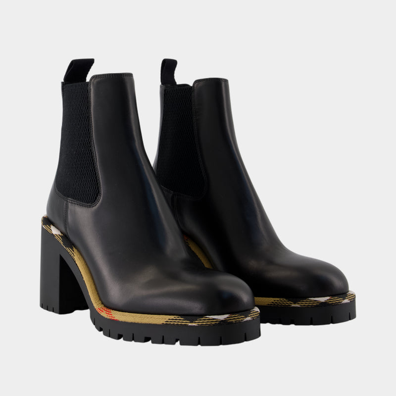 Bottines Gravel 70 - Burberry - Cuir - Noir