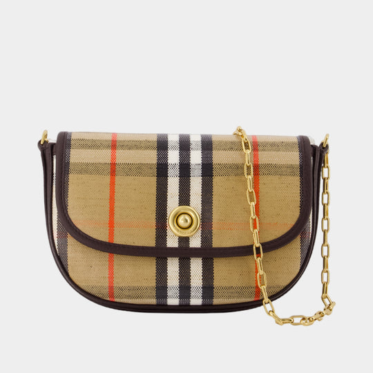 Sac À Bandoulière Ls Highlands Chain Mini - Burberry - Coton - Beige