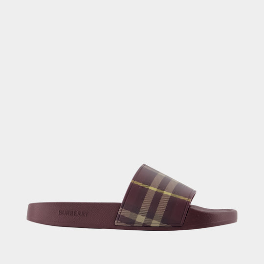 Sandales Furley Large Check - Burberry - Synthétique - Bordeaux