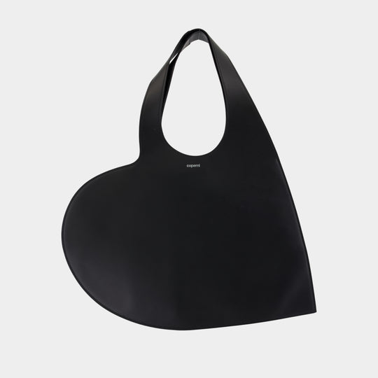 Sac Heart Tote Bag en Cuir Noir