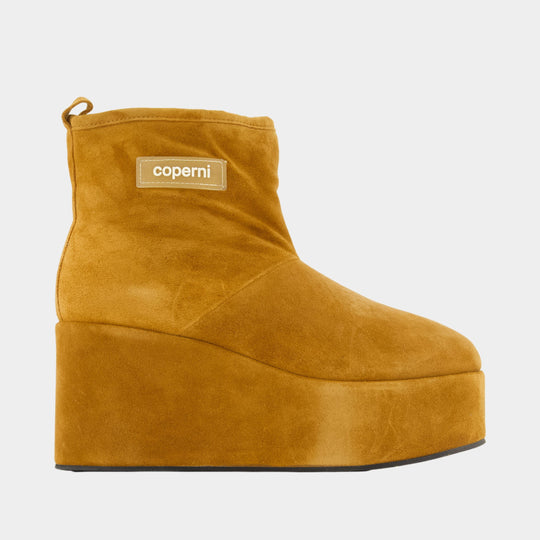 Bottes Shearling Wedge - Coperni - Cuir - Marron