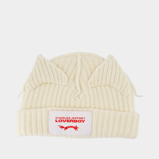 Bonnet Chunky Ears - Charles Jeffrey Loverboy - Laine - Blanc