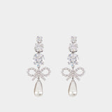 Boucles D'oreilles Crystal Bow Pearl - SELF PORTRAIT - Métal - Argenté