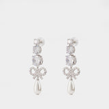 Boucles D'oreilles Crystal Bow Pearl - SELF PORTRAIT - Métal - Argenté