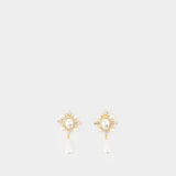 Boucles D'oreilles Gold Pearl Droplet - SELF PORTRAIT - Others - Doré