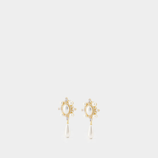 Boucles D'oreilles Gold Pearl Droplet - SELF PORTRAIT - Others - Doré