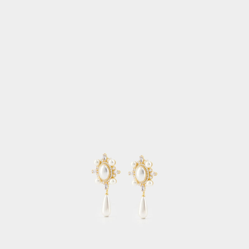 Boucles D'oreilles Gold Pearl Droplet - SELF PORTRAIT - Others - Doré