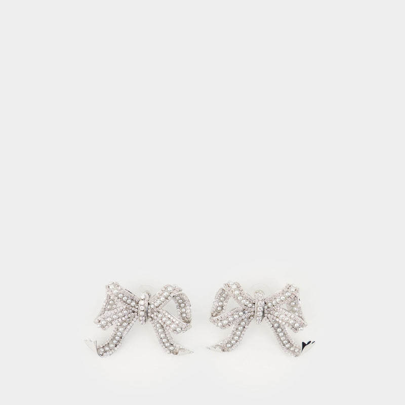 Boucles D'oreilles Pearl Crystal Bow - SELF PORTRAIT - Others - Blanc