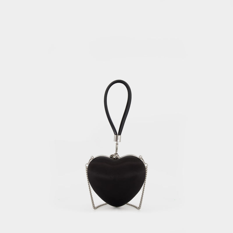 Pochette Top Handle Heart - SELF PORTRAIT - Soie - Noir