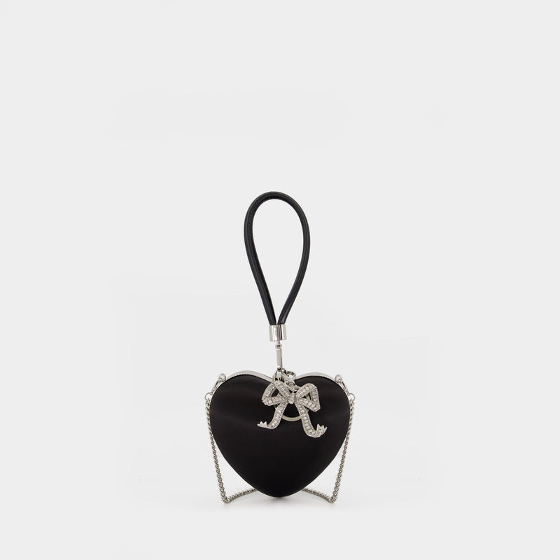 Pochette Top Handle Heart - SELF PORTRAIT - Soie - Noir