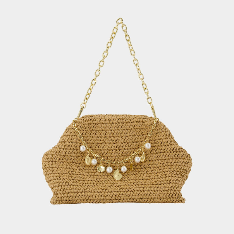 Sac Porté Épaule Charm - SELF PORTRAIT - Raphia - Marron