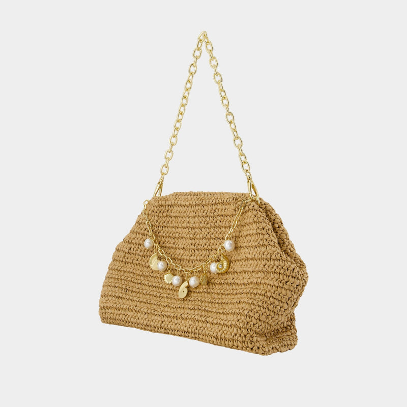 Sac Porté Épaule Charm - SELF PORTRAIT - Raphia - Marron