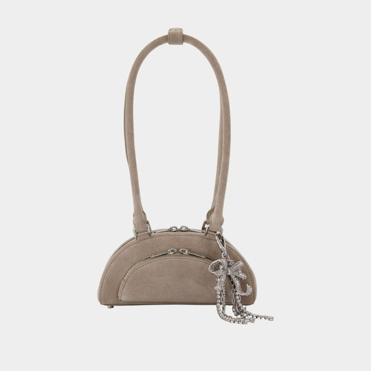 Sac Porté Épaule Mini With Charm - SELF PORTRAIT - Cuir - Gris