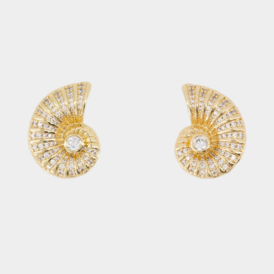 Boucles D'oreilles Crystal Shell - SELF PORTRAIT - Plaqué Or - Doré