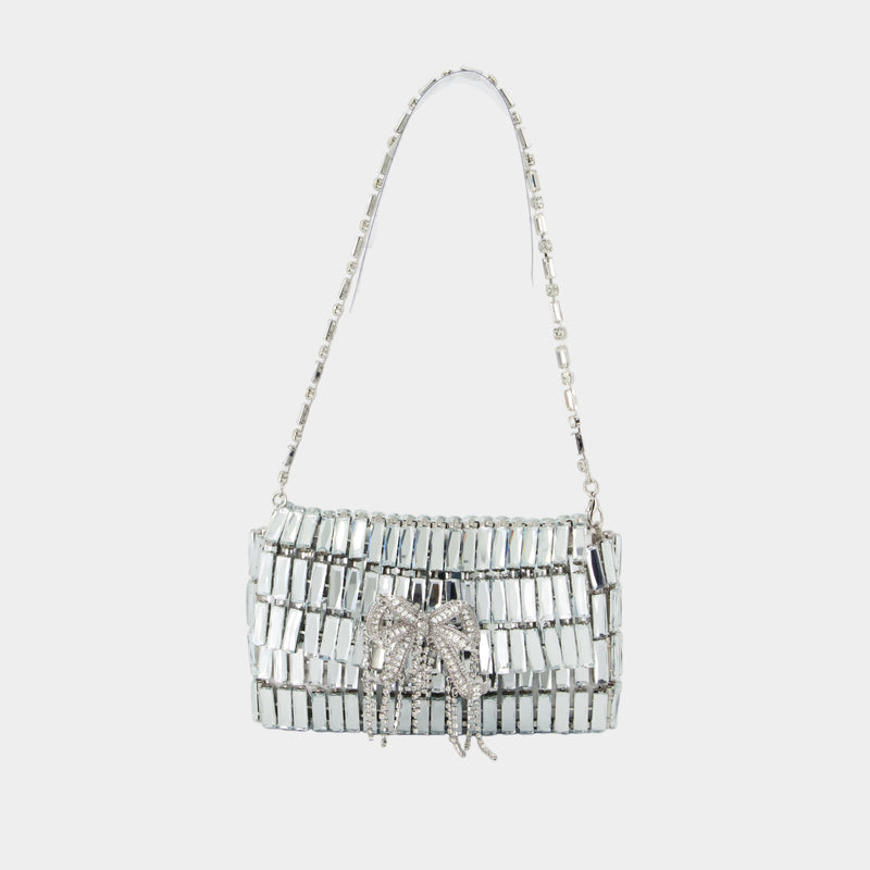 Sac Porté Épaule Crystal Bow Mini - SELF PORTRAIT - Métal - Argenté
