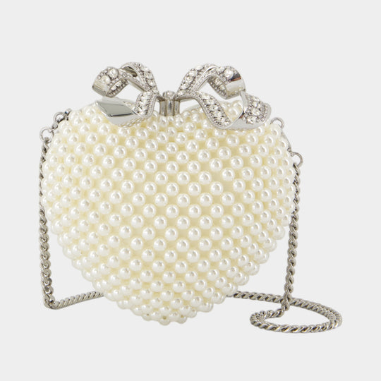 Pochette Pearl Heart - SELF PORTRAIT - Polyester - Blanc