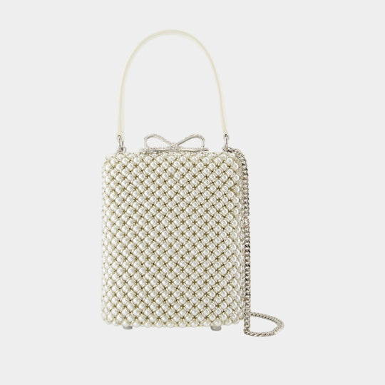 Sac À Main Pearl Embellished Mini - SELF PORTRAIT - Métal - Blanc