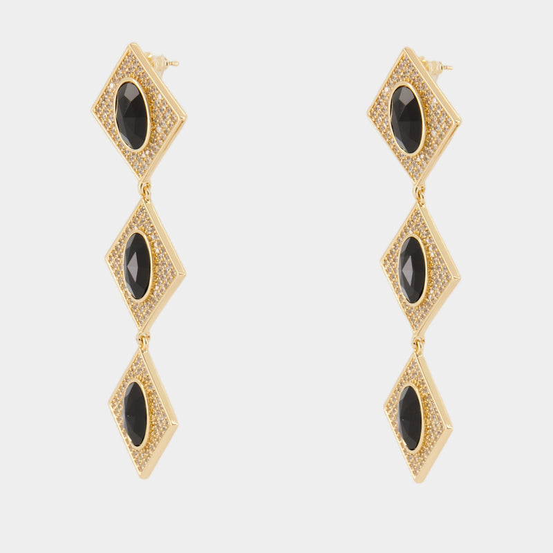 Boucles D'oreilles Crystal Tiered - SELF PORTRAIT - Métal - Doré/Noir