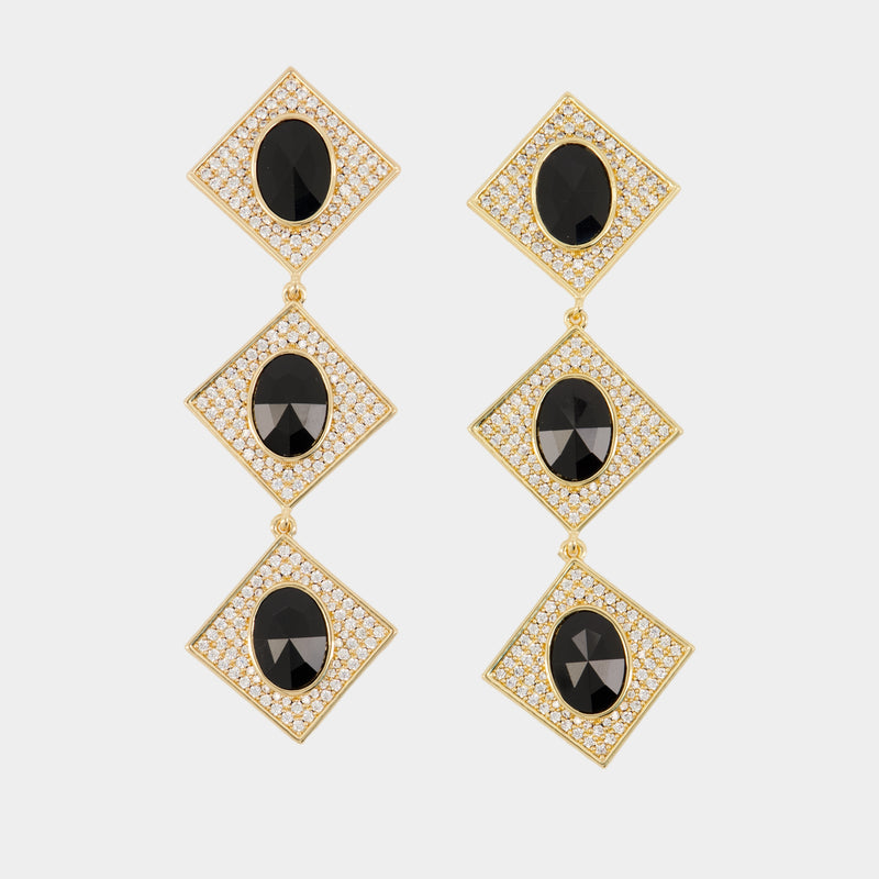 Boucles D'oreilles Crystal Tiered - SELF PORTRAIT - Métal - Doré/Noir