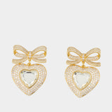 Boucles D'oreilles Bow Crystal Heart - SELF PORTRAIT - Métal - Or Doré