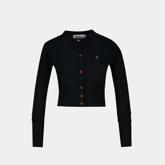 T-Shirt Bea Cropped Cardi - Vivienne Westwood - Laine - Noir