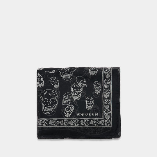 Écharpe Ca Skull - Alexander McQueen - Soie - Noir
