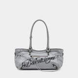 Sac Porté Épaule Le City East West - Balenciaga - Cuir - Gris