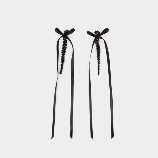 Boucles D'oreilles Bow Ribbon Drip - Simone Rocha - Cristal - Noir